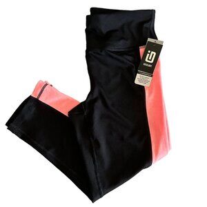 Ideology Womens Size S Black Neon Orange Color-blocked Capri Leggings NWT‎